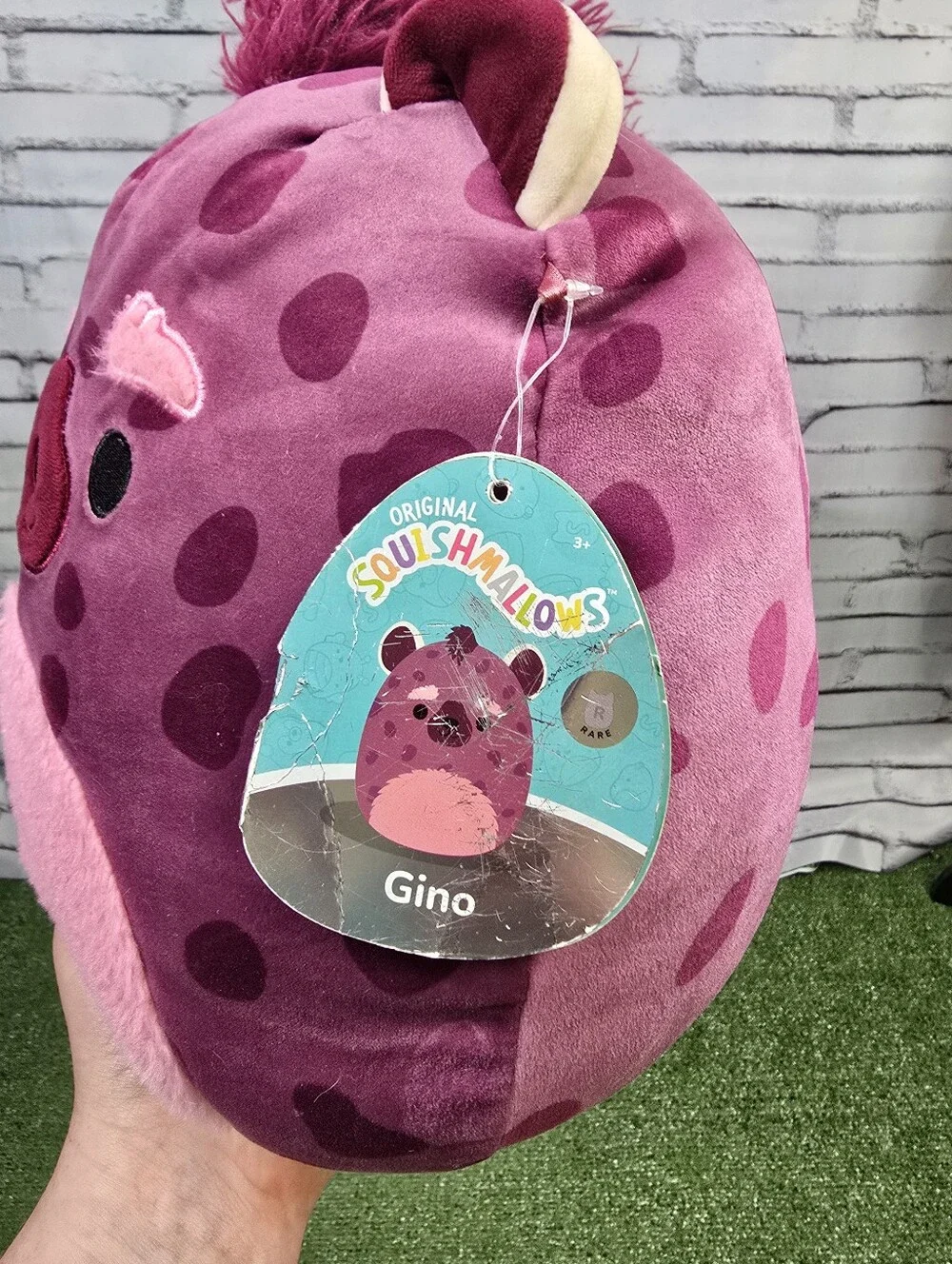 Squishmallow RARE Metallic Tag Gino The Hyena 10in Plush